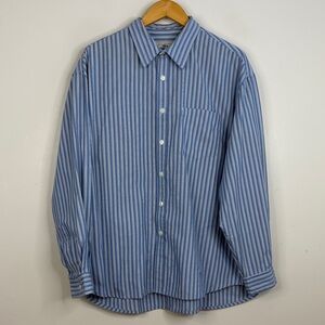 Vintage Tilley Endurables Shirt Mens XL Blue White Stripe Long Sleeve Collared